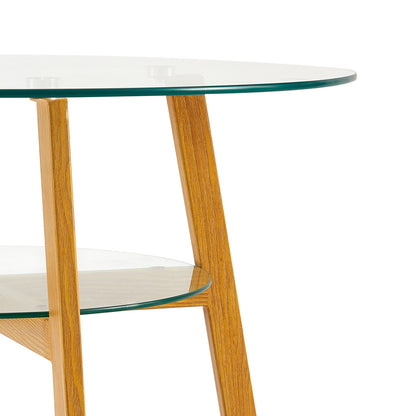MASSA 80cm Circle Glass Dining Table With Iron Legs-Clear