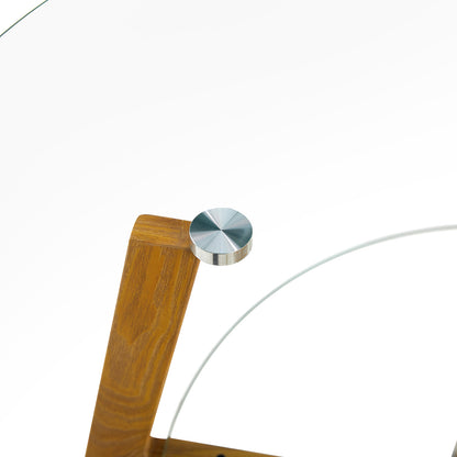 MASSA 80cm Circle Glass Dining Table With Iron Legs-Clear