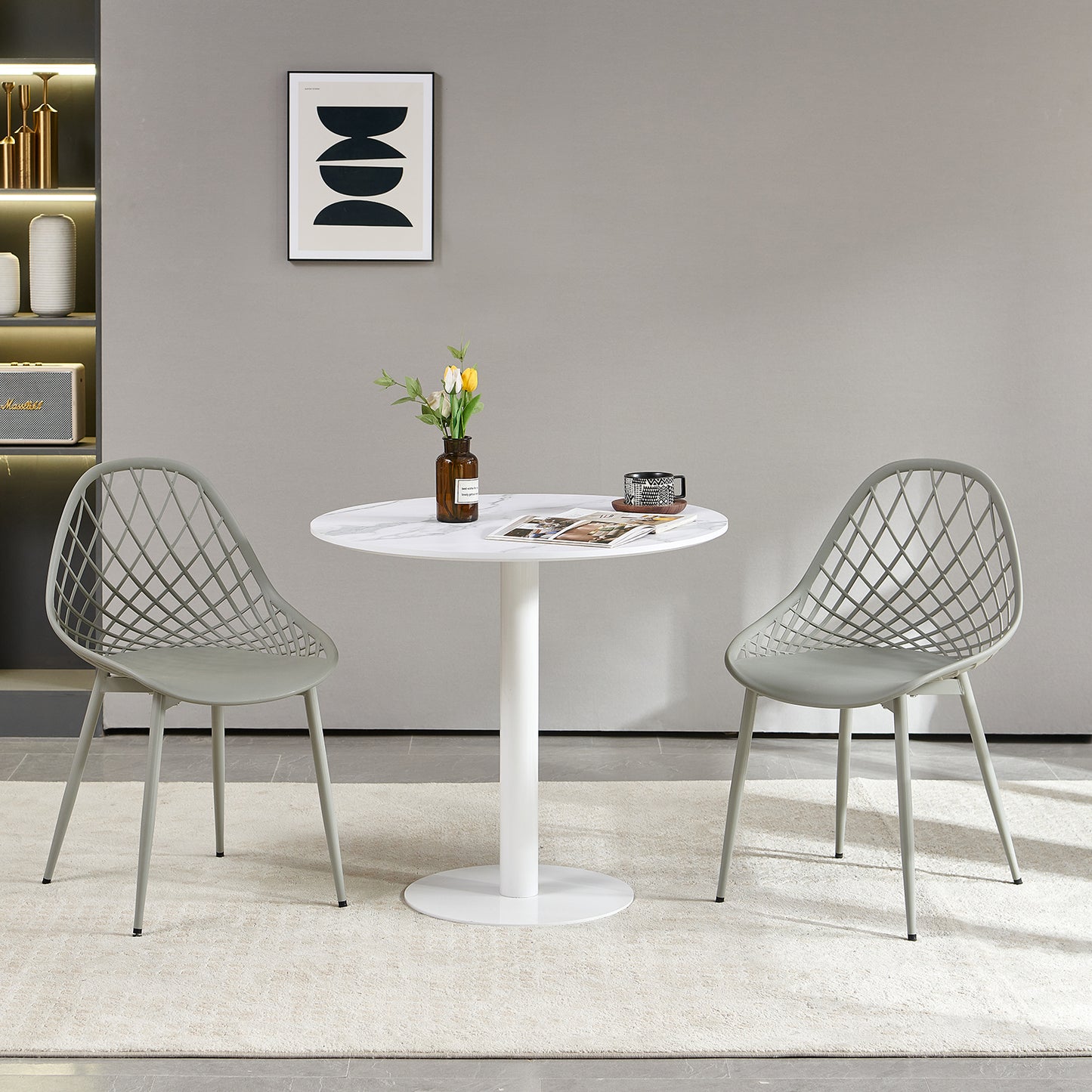 MILAN Hollow Chair with Iron Legs - Gray