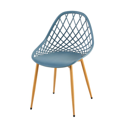 MILAN Hollow Chair with Iron Legs - Light Gray Blue