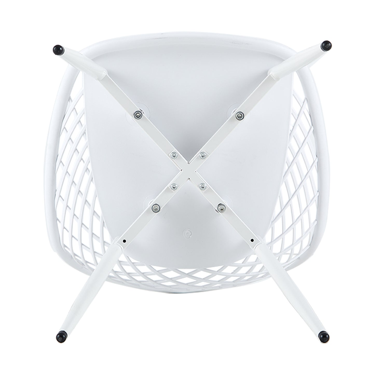 MILAN Hollow Chair with White Iron Legs - White