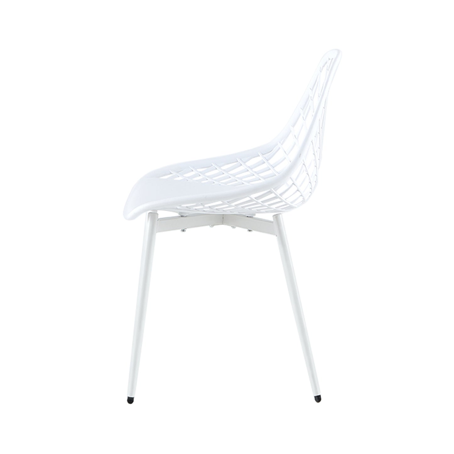 MILAN Hollow Chair with White Iron Legs - White