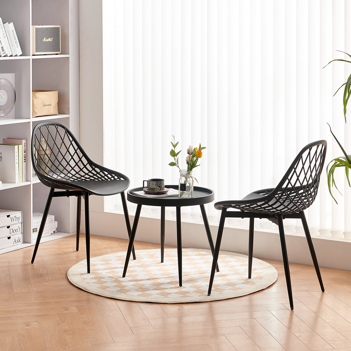 MILAN Hollow Tables and Chairs Iron Legs - Black