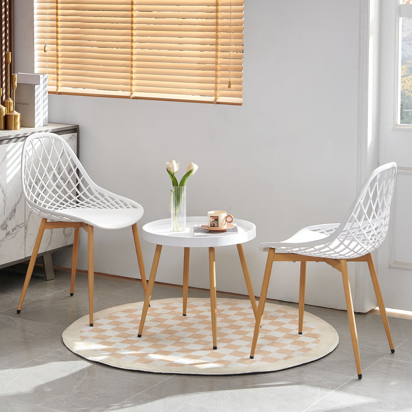 MILAN Hollow Tables and Chairs Iron Legs - White