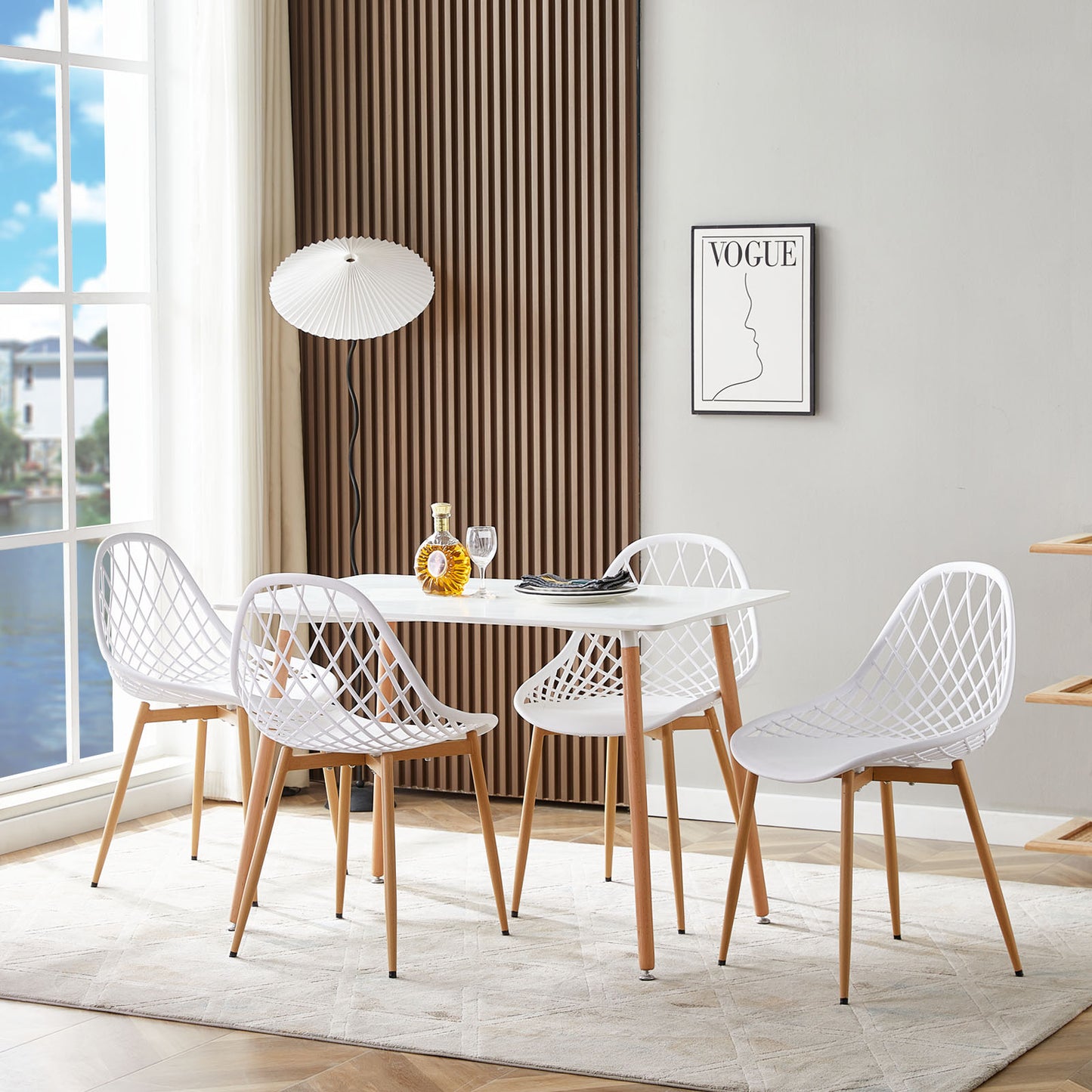 MILAN Hollow Chair with Iron Legs - White
