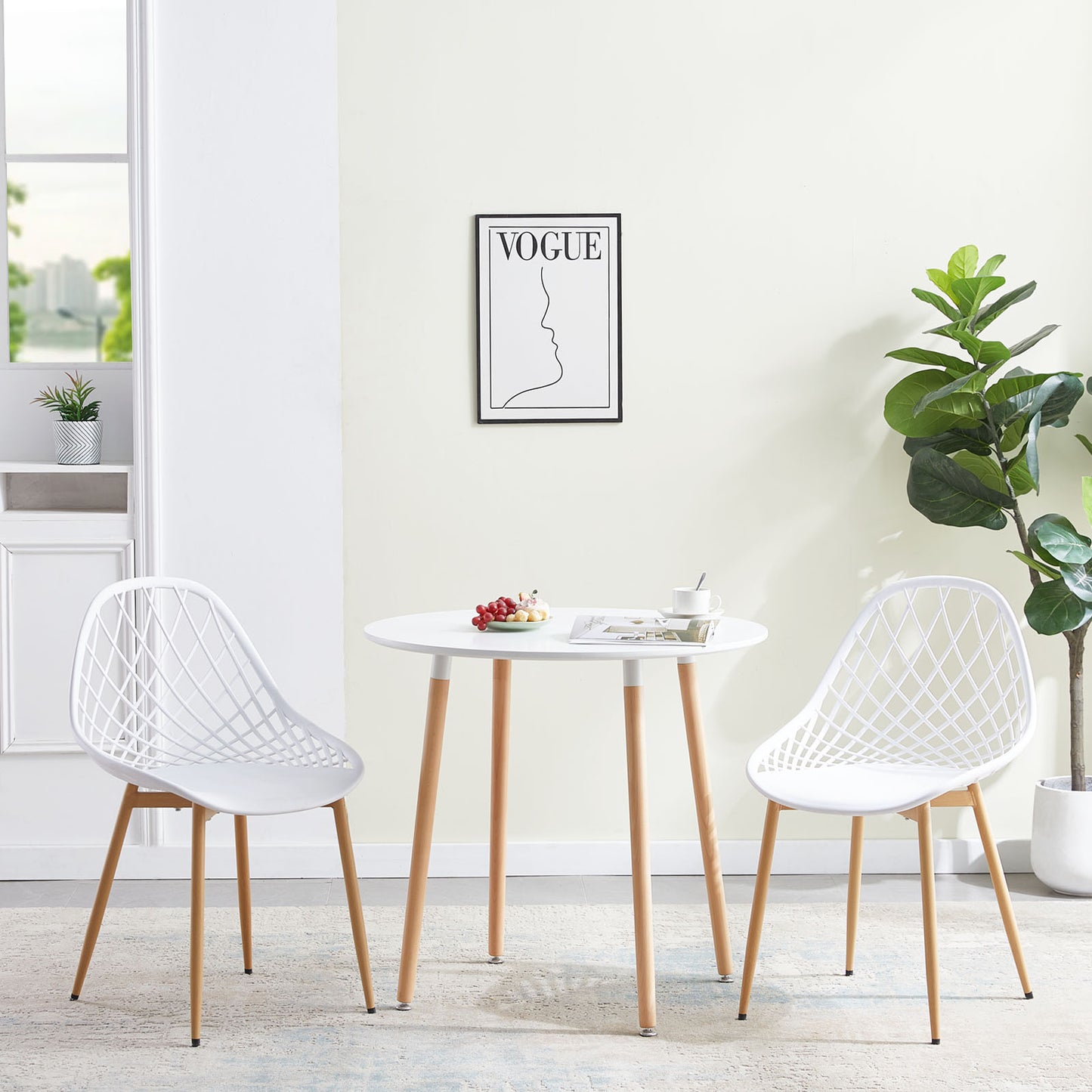 MILAN Hollow Chair with Iron Legs - White