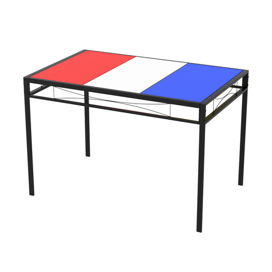 NABERY 110cm Two Styles Dining Table With Iron Legs-Black Red Yellow Blue White