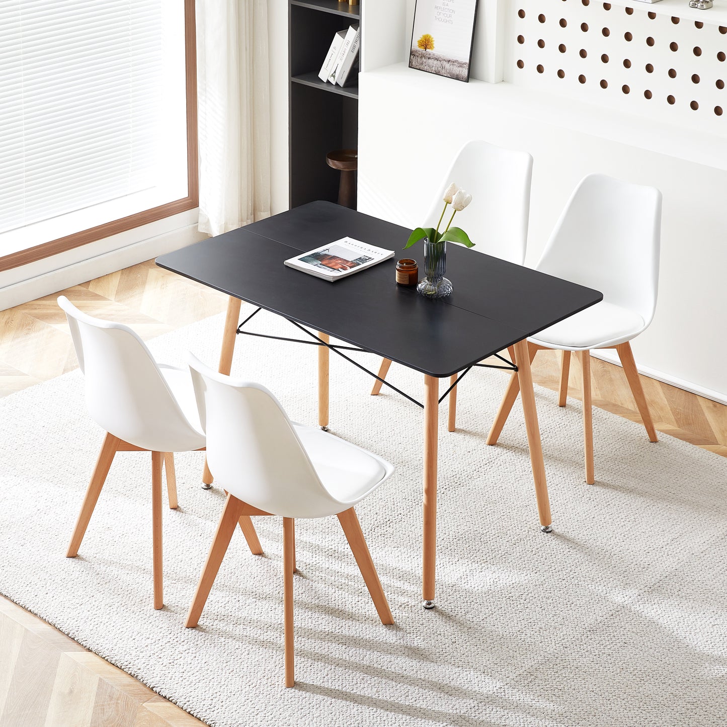 PANSY 110cm Dining Table With Beech Legs-Black