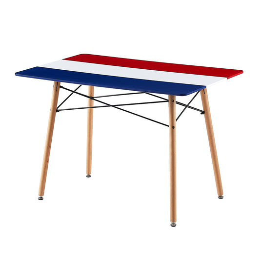 PANSY 110cm Dining Table With Beech Legs-Red White Blue