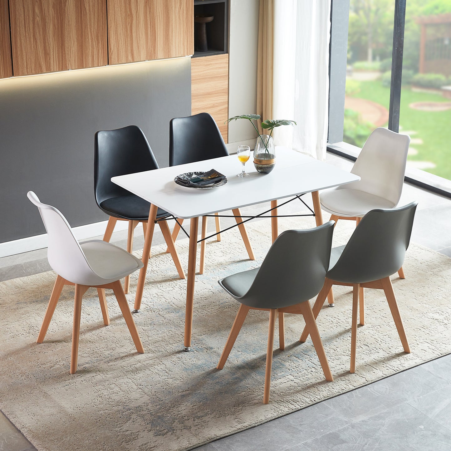 PANSY 110cm Dining Table With Beech Legs-White