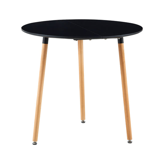 PEA 80cm Circle Dining Table With Three Beech Legs-Black