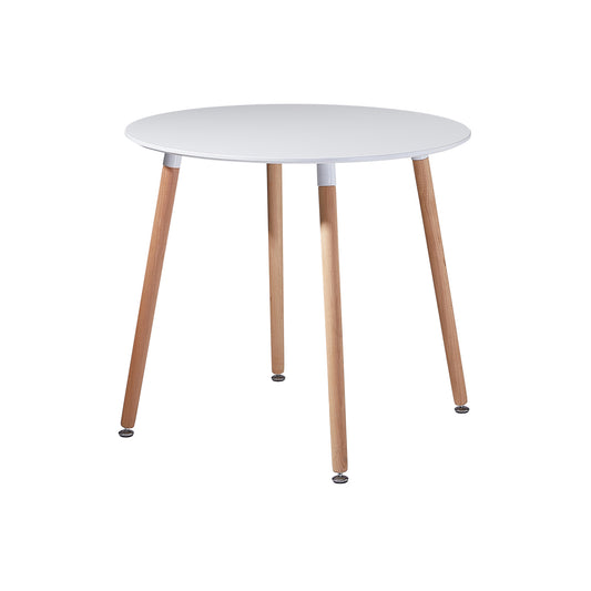 PEA 80cm Circle Dining Table With Beech Legs-White
