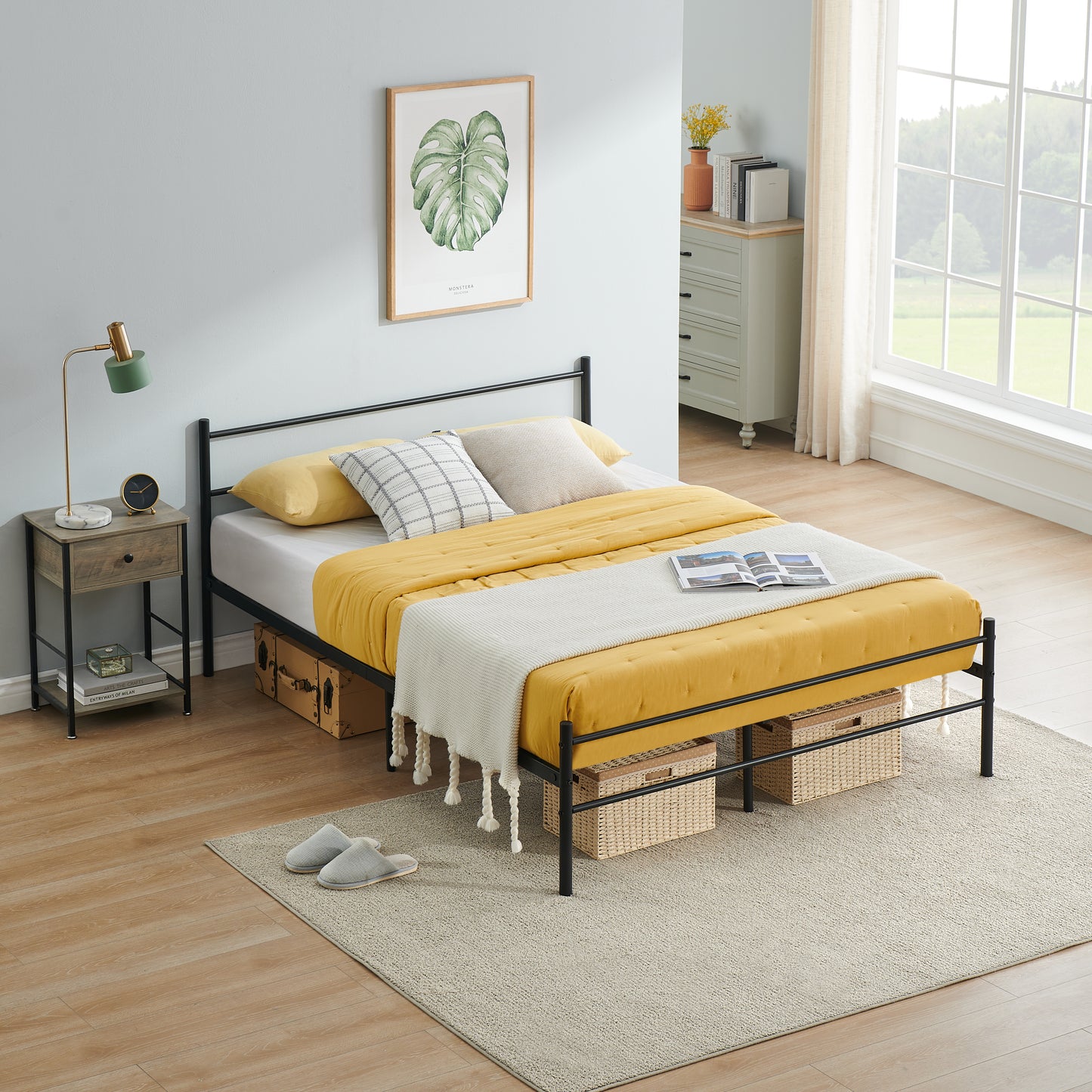 PRIMO Double Metal Bed 141.5*197cm - Black