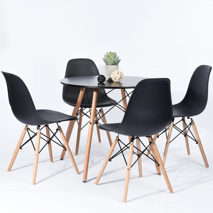 RAY 80cm Circle Dining Table With Beech Legs-Black