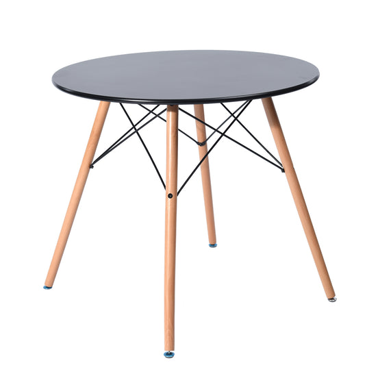 RAY 80cm Circle Dining Table With Beech Legs-Black