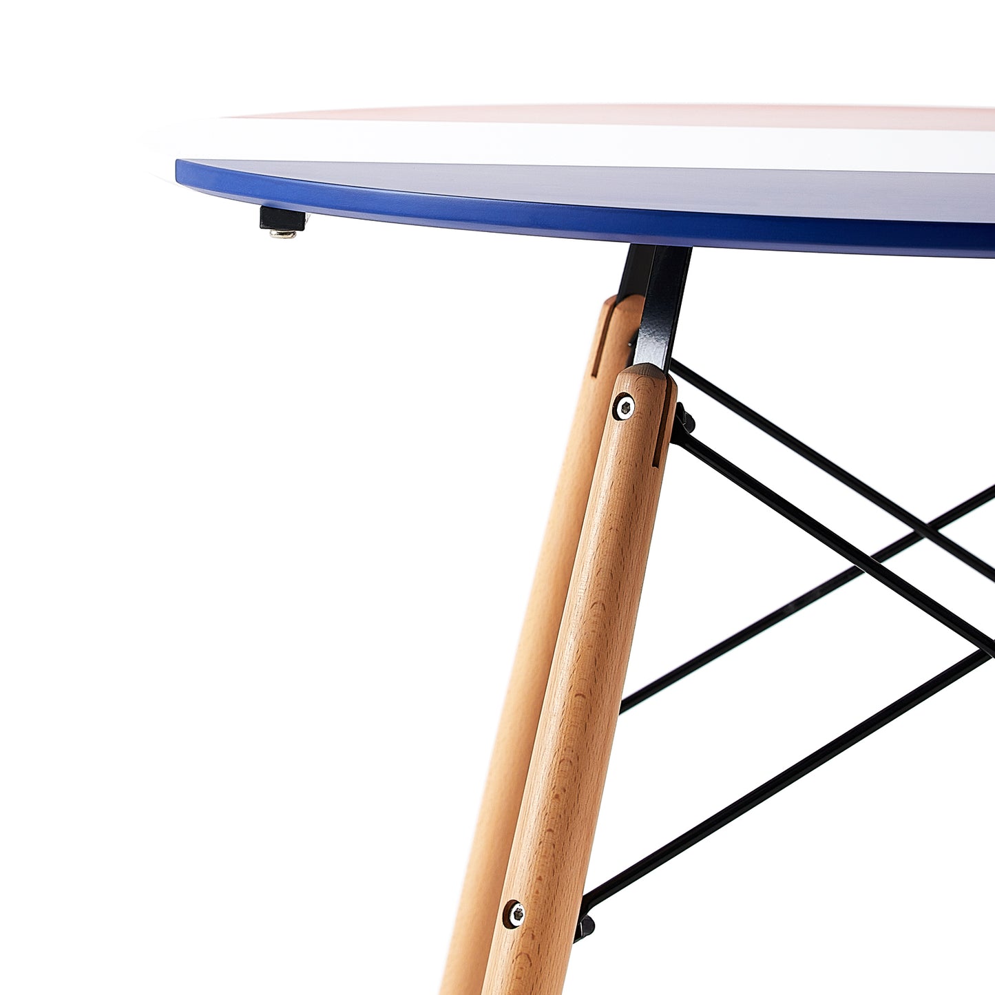 RAY 80cm Circle Splicing Dining Table With Beech Legs-Red White Blue