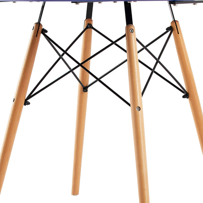RAY 80cm Circle Splicing Dining Table With Beech Legs-Red White Blue