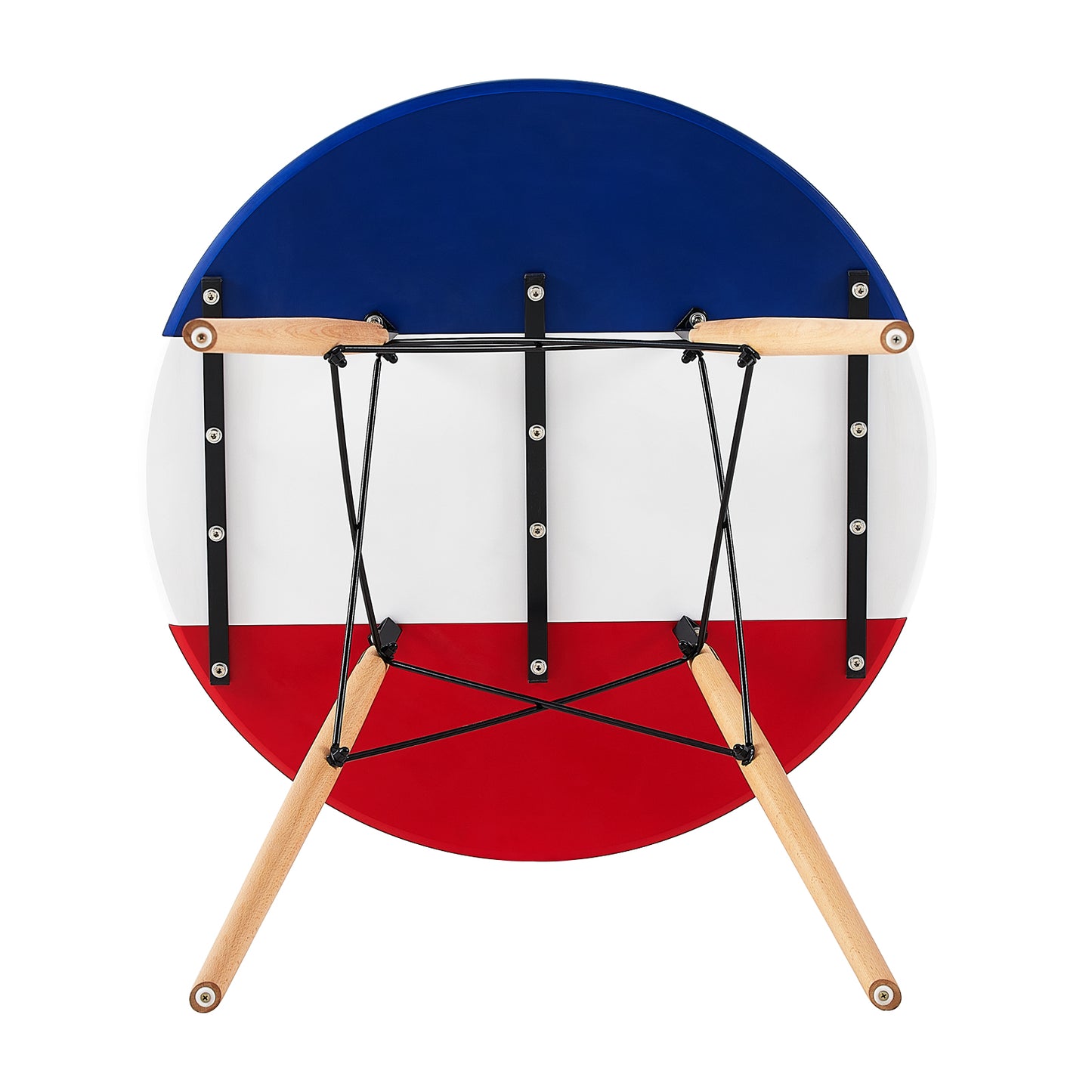 RAY 80cm Circle Splicing Dining Table With Beech Legs-Red White Blue