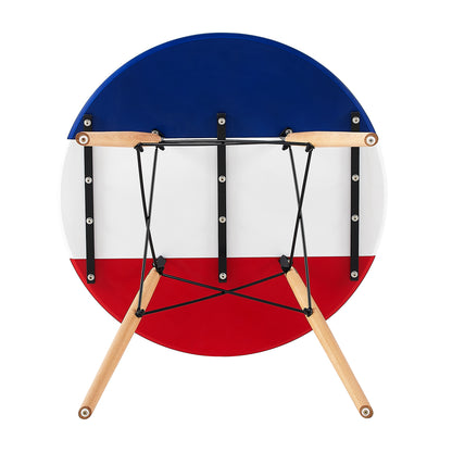 RAY 80cm Circle Splicing Dining Table With Beech Legs-Red White Blue