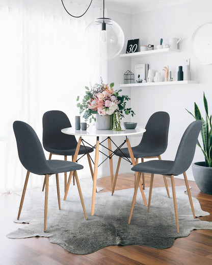 RAY 80cm Circle Dining Table With Beech Legs-White