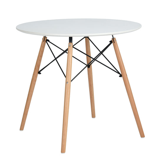 RAY 80cm Circle Dining Table With Beech Legs-White