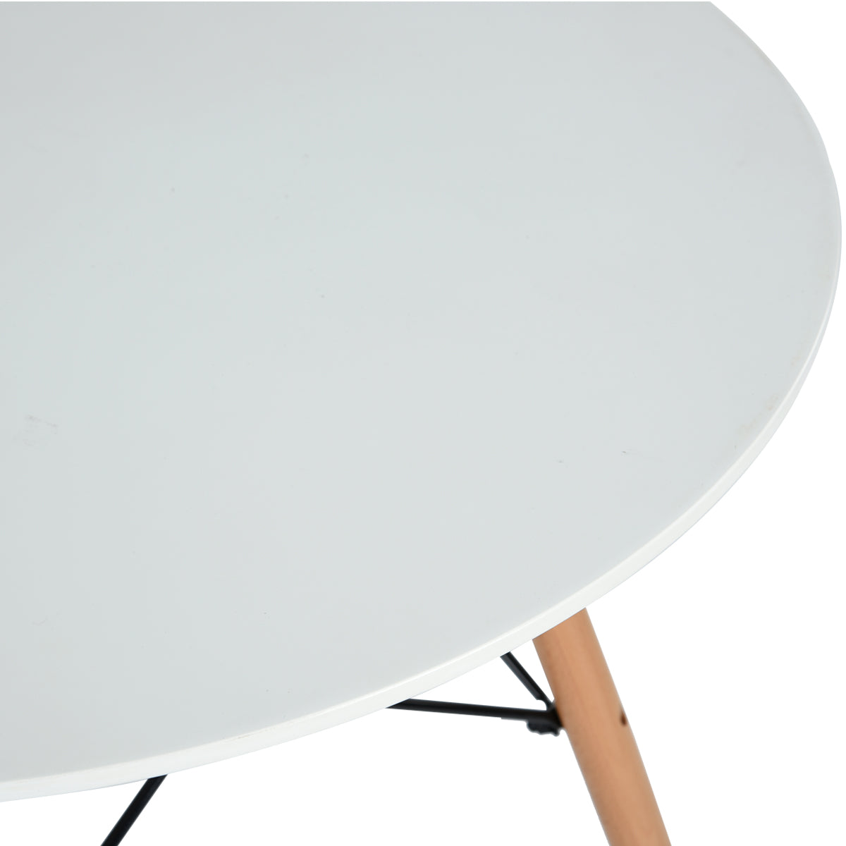 RAY 80cm Circle Dining Table With Beech Legs-White