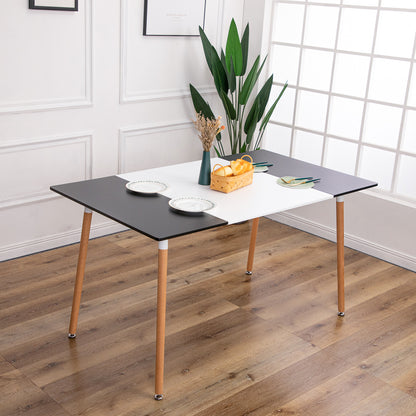 ROLL 160cm Splicing Dining Table With Beech Legs-Black White Black