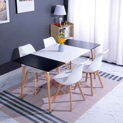 ROLL 160cm Splicing Dining Table With Beech Legs-Black White Black