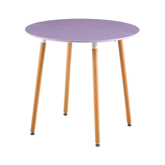 RONALD 80cm Circle Dining Table With Beech Legs - Gray Purple