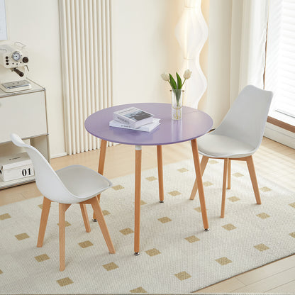 RONALD 80cm Circle Dining Table With Beech Legs - Gray Purple