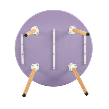 RONALD 80cm Circle Dining Table With Beech Legs - Gray Purple