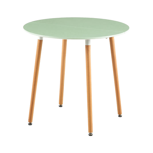 RONALD 80cm Circle Dining Table With Beech Legs - Ice Cream Green