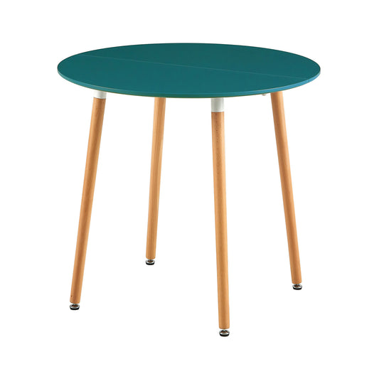 RONALD 80cm Circle Dining Table With Beech Legs - Lake Blue