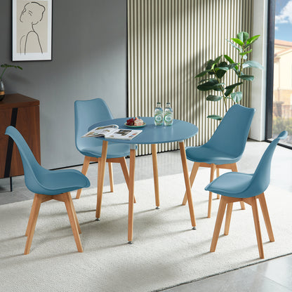 RONALD 80cm Circle Dining Table With Beech Legs-Light Gray Blue