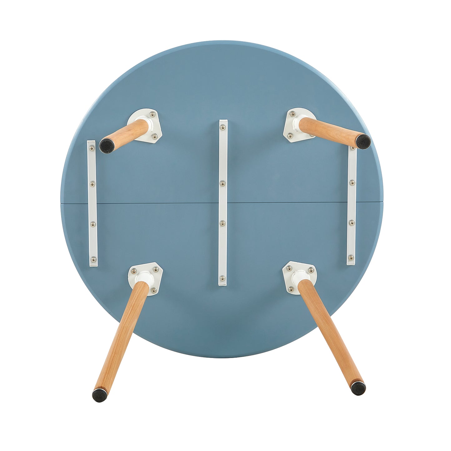 RONALD 80cm Circle Dining Table With Beech Legs-Light Gray Blue