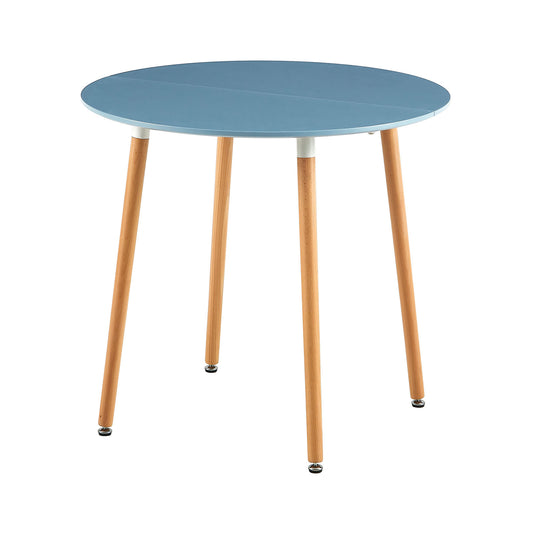 RONALD 80cm Circle Dining Table With Beech Legs-Light Gray Blue