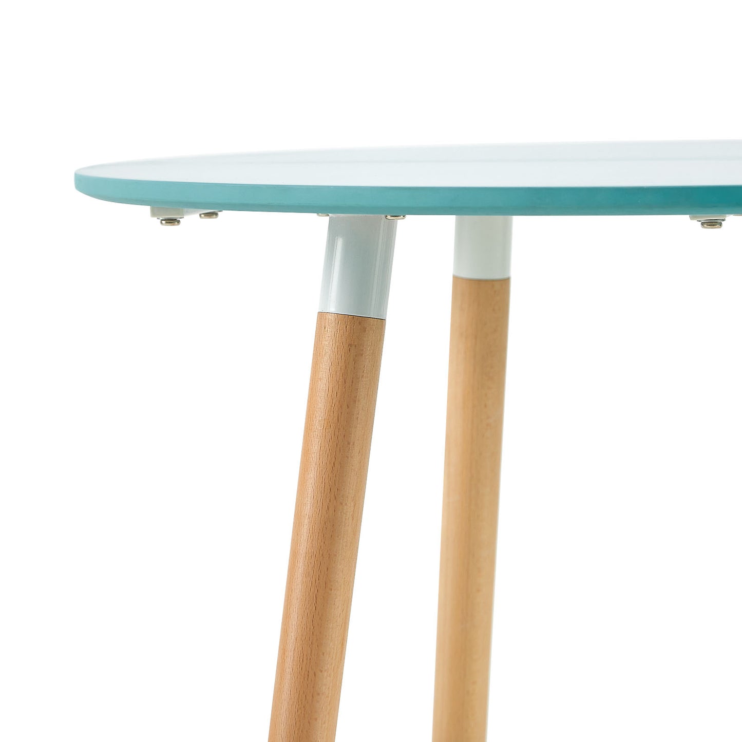 RONALD 80cm Circle Dining Table With Beech Legs - Light Blue