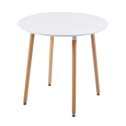 RONALD 90cm Splicing Circle Dining Table With Beech Legs-White