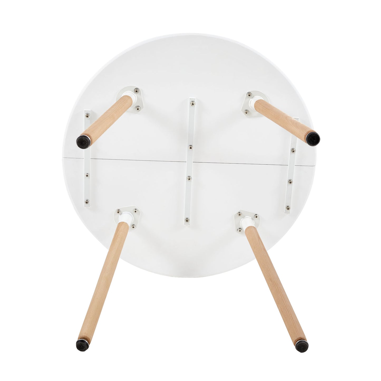 RONALD 90cm Splicing Circle Dining Table With Beech Legs-White