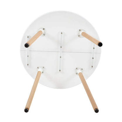 RONALD 90cm Splicing Circle Dining Table With Beech Legs-White