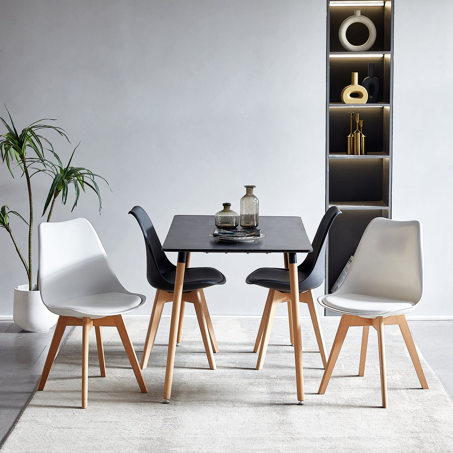 SAGE 110cm Splicing Dining Table With Beech Legs-Black