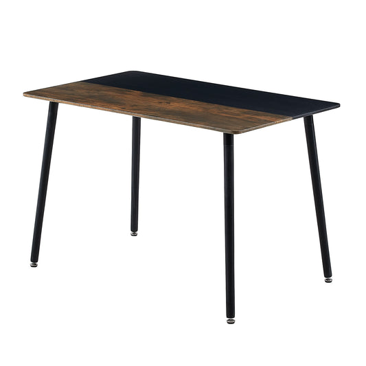 SAGE 110cm Splicing Dining Table With Beech Legs-Vintage Wood Grain and Black