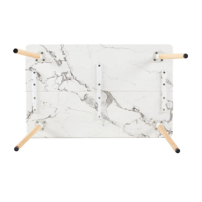 SAGE 110cm Splicing Dining Table With Beech Legs-MARBLE Color