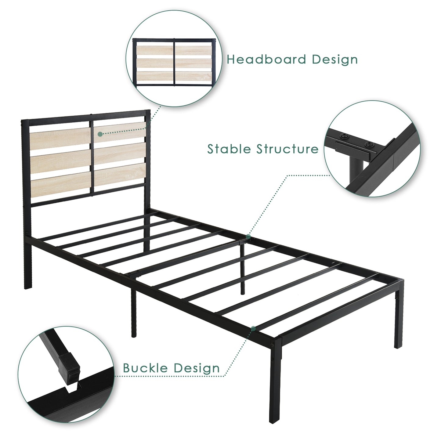 SOROLY Single Metal Bed 90*194cm - Black