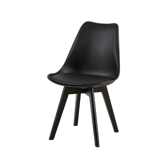 TULIP Dining Chair with Black Beech Legs - Black