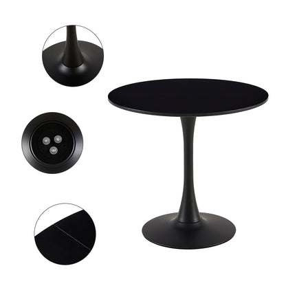 TULIP 80cm Circle Dining Table With Iron Legs-Black
