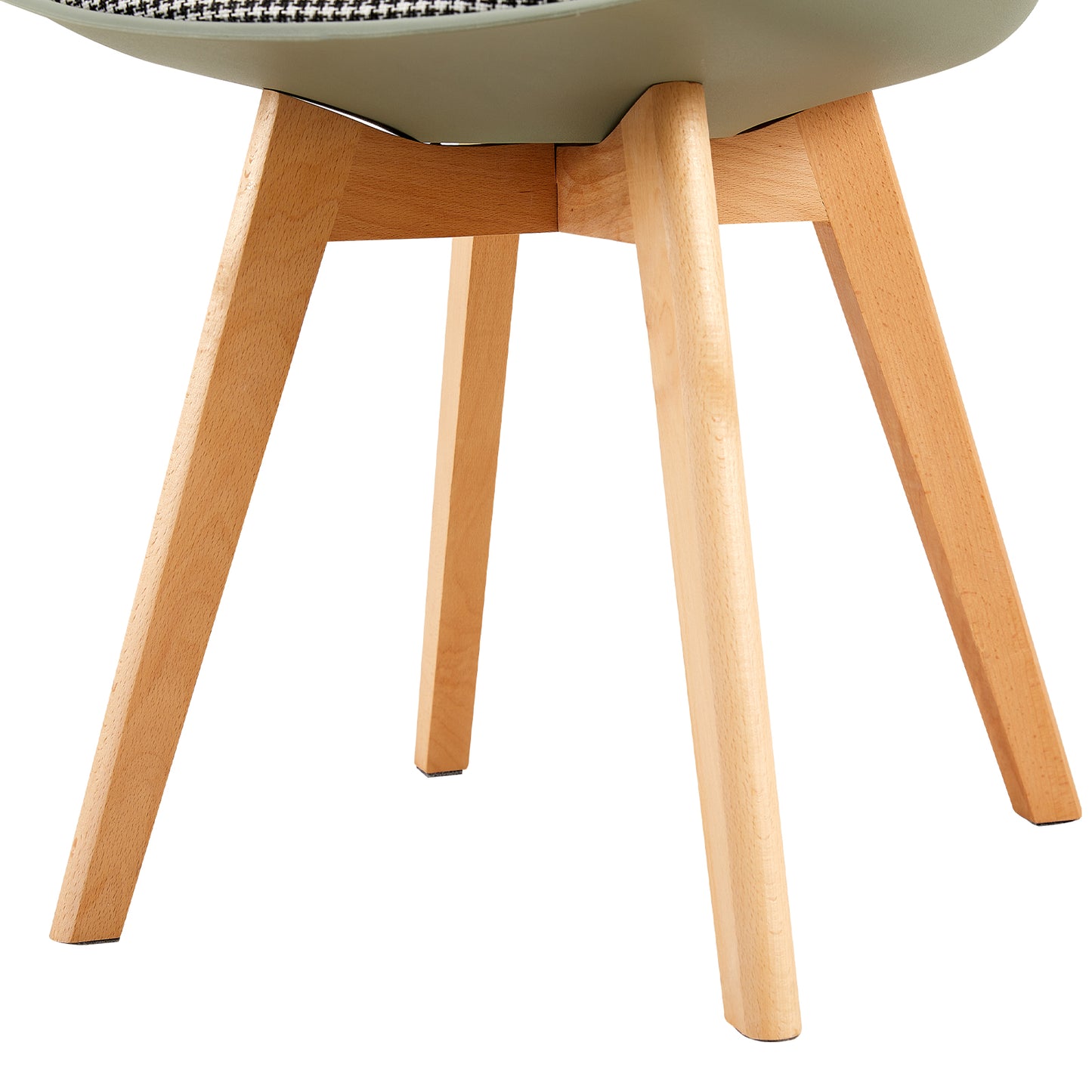 TULIP Dining Chair with Beech Legs - Light Green/Houndstooth Linen