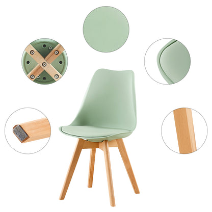 TULIP Dining Chair with Beech Legs - Ice Cream Green