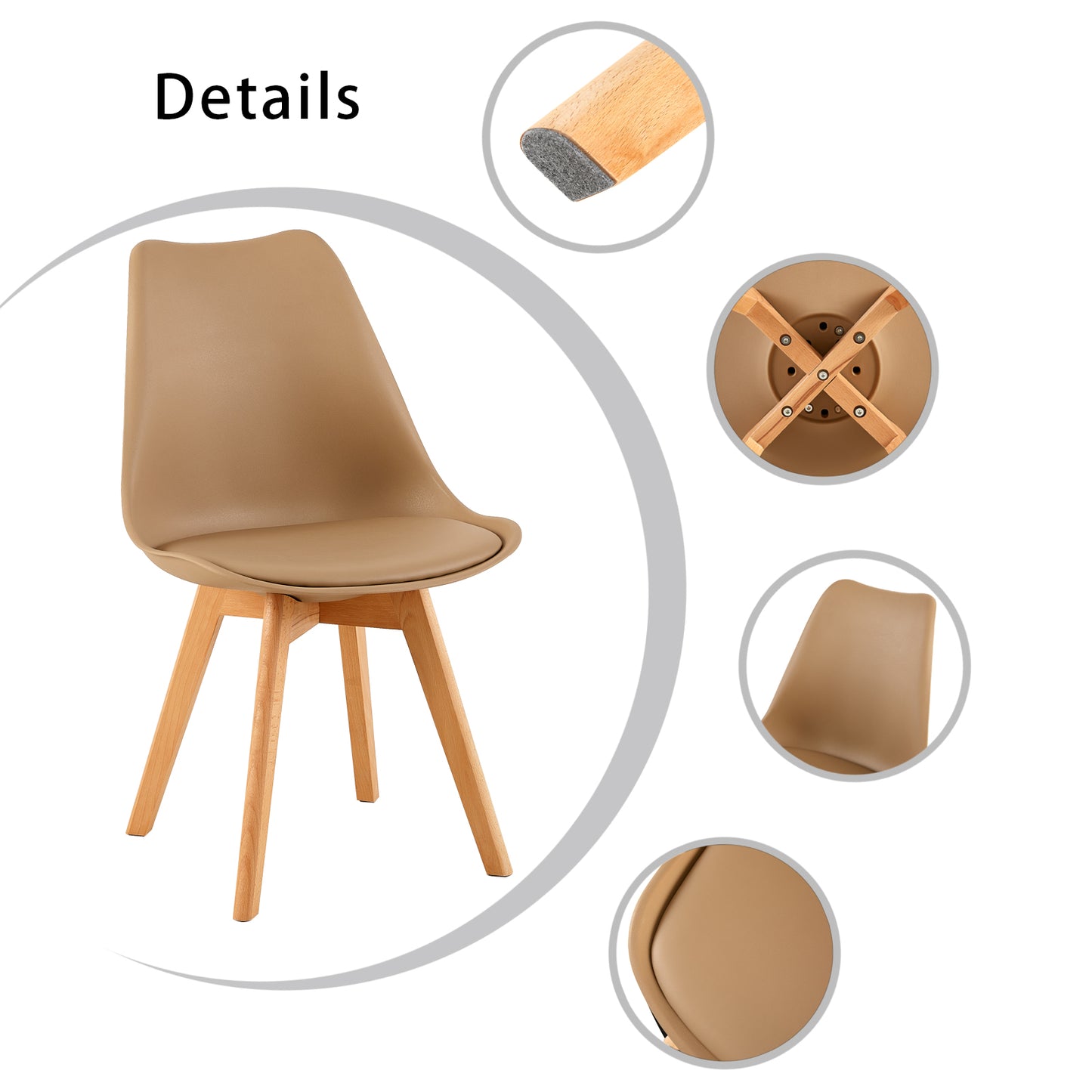TULIP Dining Chair with Beech Legs - Kakhi
