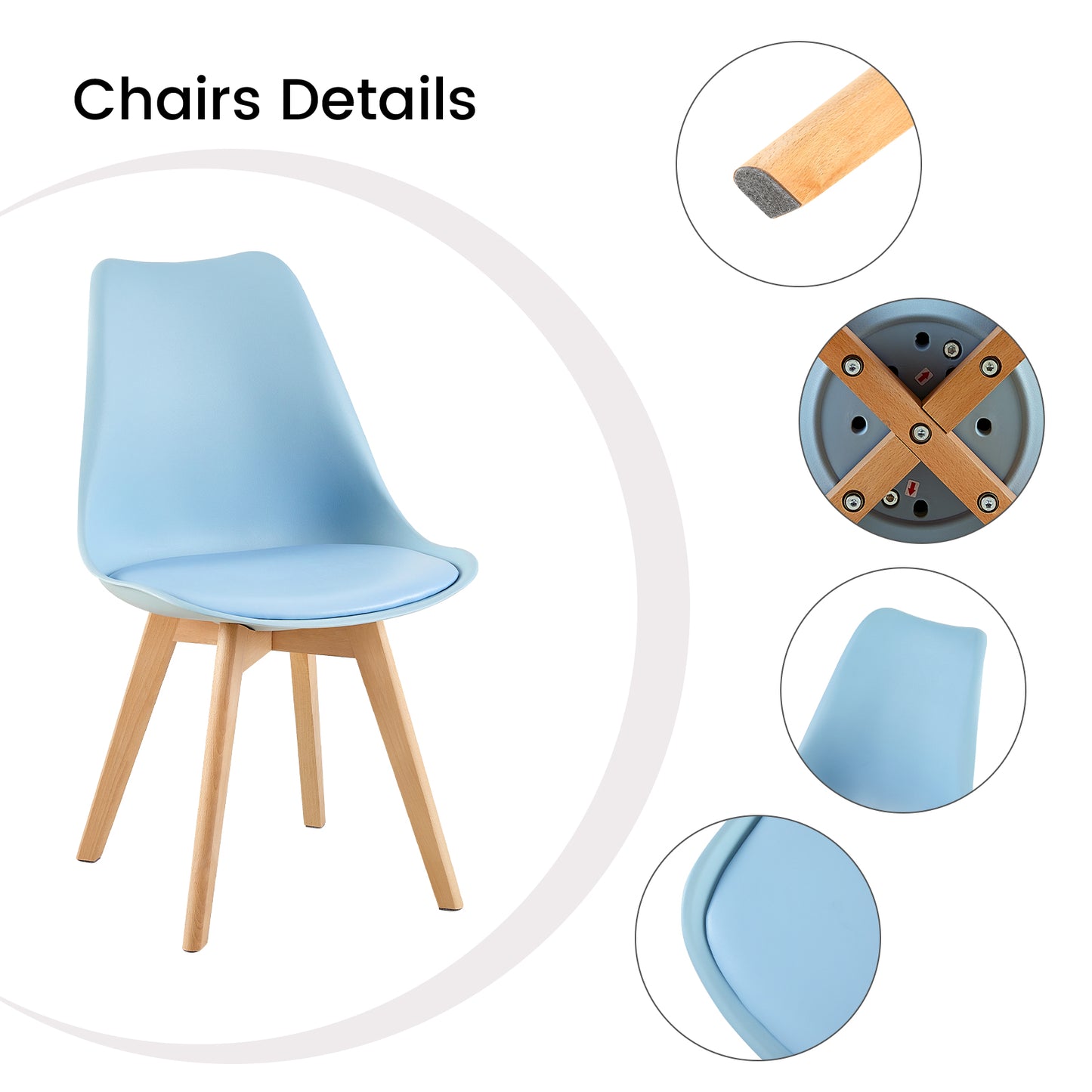 TULIP Dining Chair with Beech Legs - Light Blue